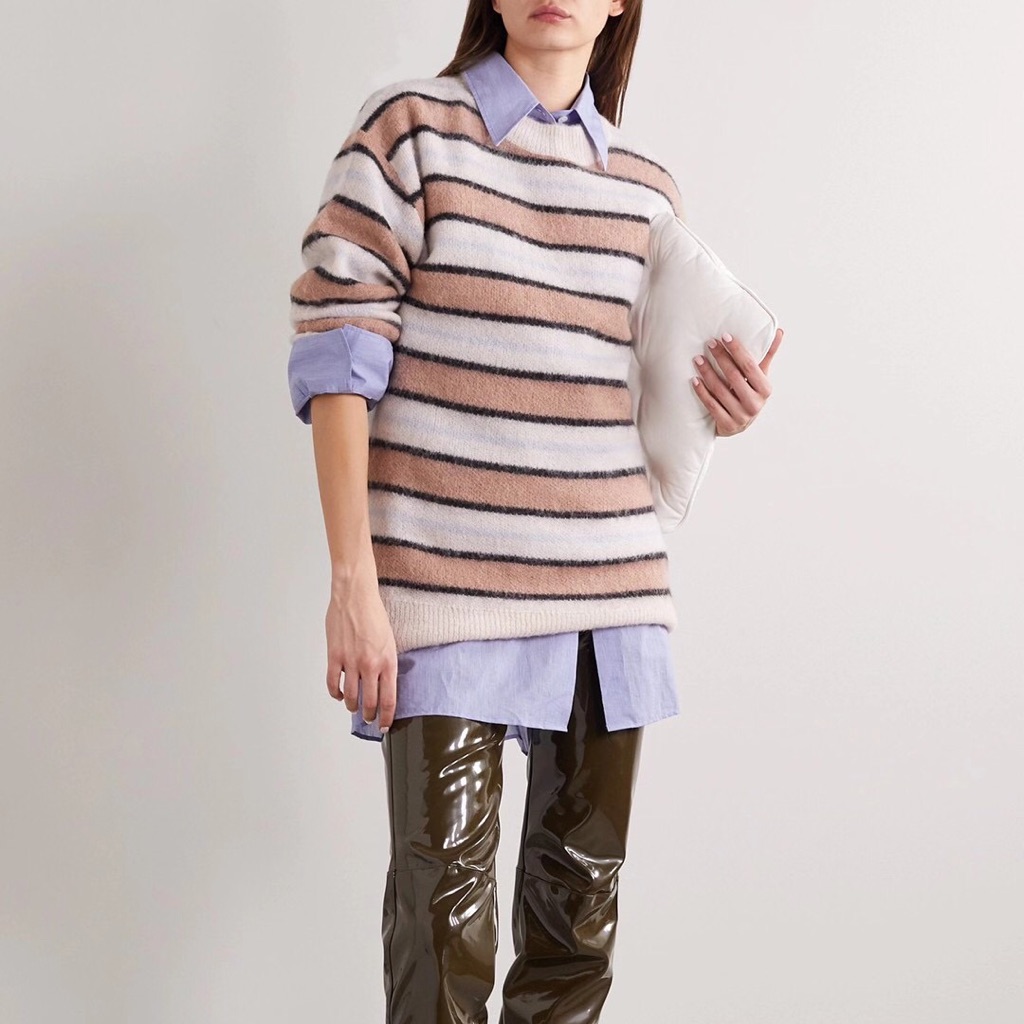 Acne Studios Textured Striped Sweater In Pink